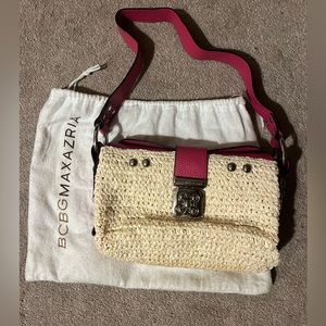 BCBG straw woven purse